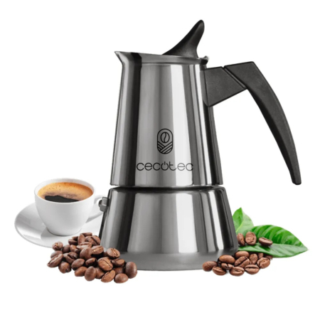 Electrocasnice mici - Espressor Moka Pot pentru aragaz Cecotec, Piccolina 900, capacitate 450 ml, compatibil cu toate sursele de caldura, ideal pentru a prepara 10 cesti de cafea, garnitura din silicon, filtru din otel ino