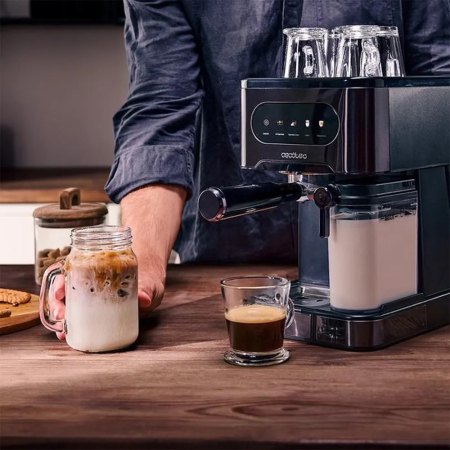 Espressor semiautomat Cecotec, Power Espresso, sistem ColdBrew, ideal pentru espresso/cappuccino/latte macchiato, compatibil cu cafea macinata, pompa puternica 20 bari, tava incalzitoare cesti, panou [4]