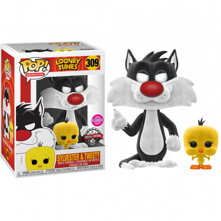 Colectie - Figurina Funko POP Looney Tunes Sylvester and Tweety Flocked Exclusive