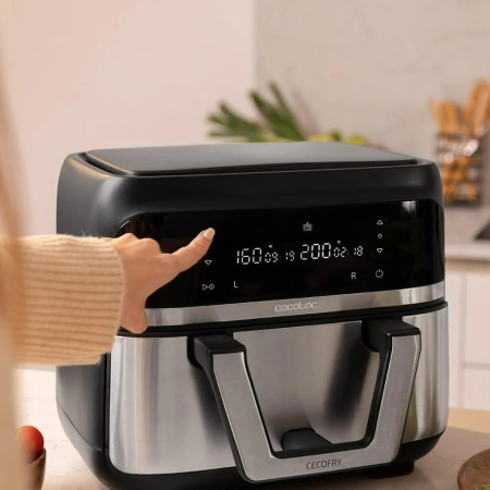 Friteuza cu aer cald Cecotec Cecofry Dual 9000 04996, 2850W, 9L, control tactil, 6 programe, negru/argintiu [4]