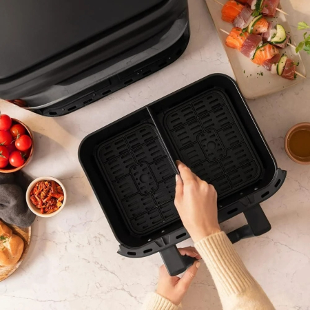 Friteuza cu aer cald Cecotec Cecofry Dual 9000 04996, 2850W, 9L, control tactil, 6 programe, negru/argintiu [3]