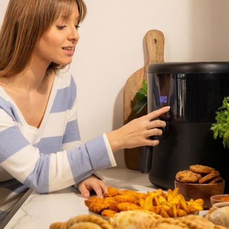 Friteuza cu aer cald, fara ulei Cecotec Bombastik 6000,1700W, 6L, control tactil, 12 programe presetate, negru [2]