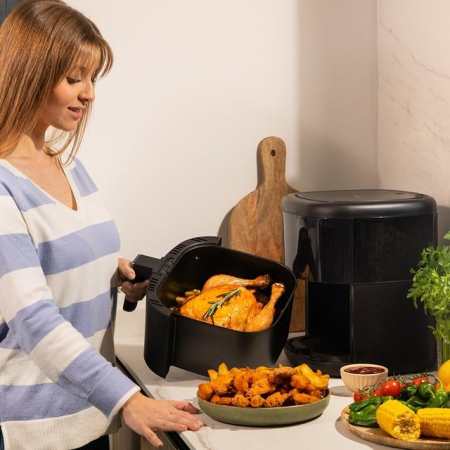 Friteuza cu aer cald, fara ulei Cecotec Bombastik 6000,1700W, 6L, control tactil, 12 programe presetate, negru [5]