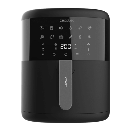 Friteuze - Friteuza cu aer cald, fara ulei Cecotec Bombastik 6000,1700W, 6L, control tactil, 12 programe presetate, negru