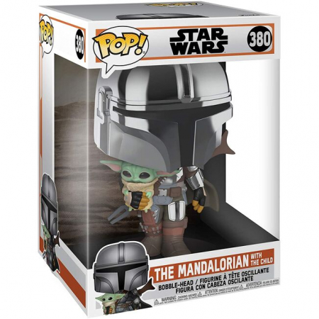 Figurina Funko Pop The Mandalorian Super Sized - The Mandalorian holding The Child 25 cm [1]