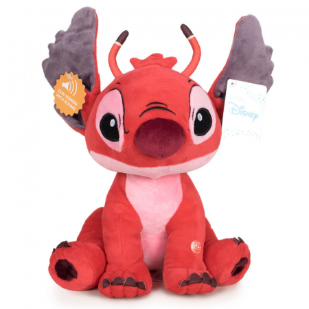 Jucarii din plus - Jucarie de plus, Disney Stitch Rosu Cu Sunete, 20 cm, Baieti/Fete, +3ani