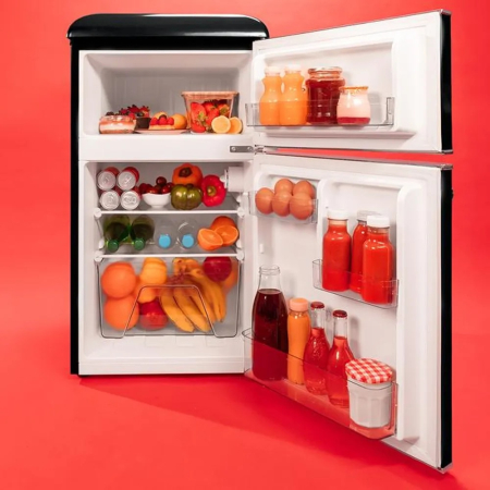 Mini frigider Retro Cecotec, Bolero CoolMarket, 86 litri, H 89.3 cm, congelator 26 litri, 2 rafturi sticla securizata, 1 compartiment fructe/legume, 3 compartimente usa, compartiment congelator, ilumi [2]