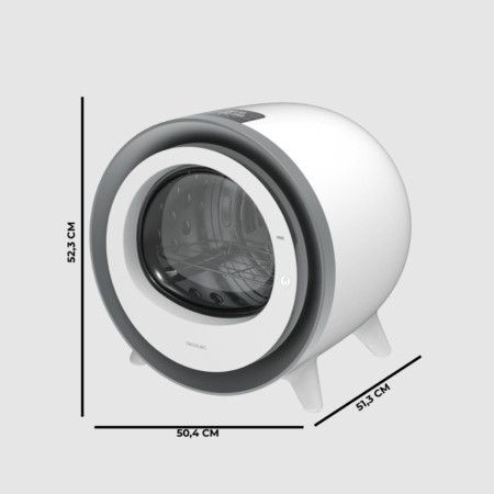Mini uscator de rufe cu evacuare CECOTEC Dresscode Dry, 3 kg, 8 programe, alb/argintiu, dimensiuni 51.3x52.3x50.4cm [2]