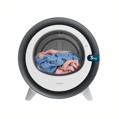 Electrocasnice mici - Mini uscator de rufe cu evacuare CECOTEC Dresscode Dry, 3 kg, 8 programe, alb/argintiu, dimensiuni 51.3x52.3x50.4cm