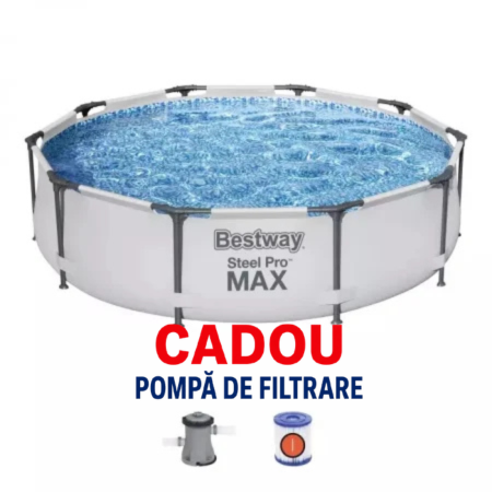 Produse de sezon - Piscina Bestway Steel Pro MAX, pompa filtrare,305m x 76cm Gri