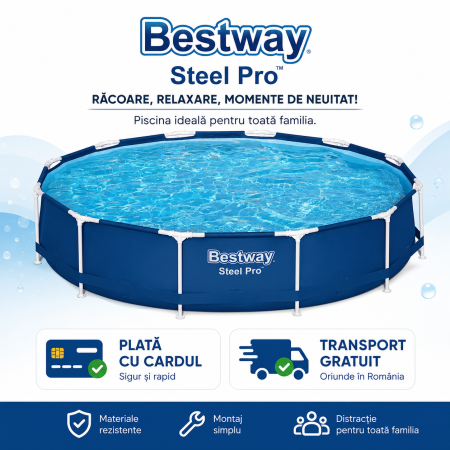 Piscine - Piscina Bestway Steel Pro, pompa filtrare inclusa, 3.66m x 76 cm