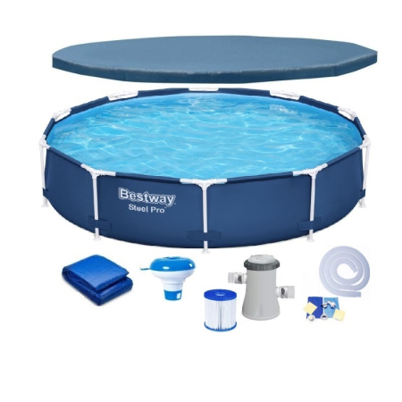 Pscine - Piscina cadru metalic Bestway, 305x76 cm, 4.500 litri, cu toate accesoriile