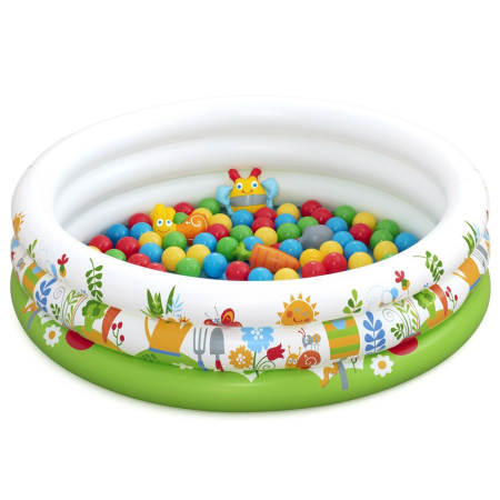 Piscine copii - Piscina gonflabila Bestway cu flori 102 × 25 cm – cu 50 de bile si accesorii de joaca