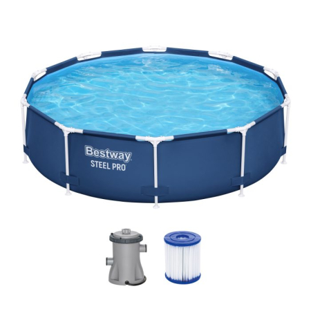 Piscine - Piscina rotunda Bestway, Steel Pro Frame cu pompa de filtare cadru metalic, albastru, 305 x 76 cm