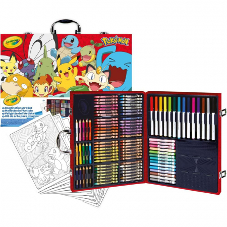 Papetarie - Set Complet pentru Desenat si Pictat Pokemon Crayola, 115 de Elemente, Multicollor