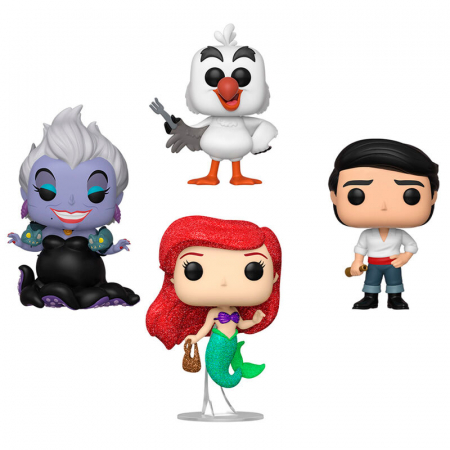 Figurine Exclusive - Set figurine Funko POP! Disney The Little Mermaid - Ariel, Printul Eric, Scuttle, Ursula (Colectia Diamond), 9cm