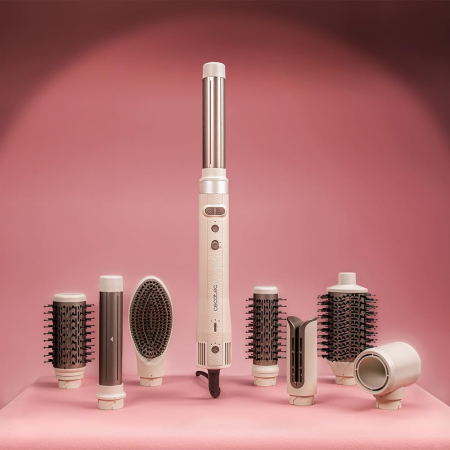 Set Perie rotativa cu 8 capete Cecotec CeramicCare 8in1 AirGlam, Multistyler, Ondulator, 1500W, Indreptat parul, Uscator, acoperire ceramica si kera [1]