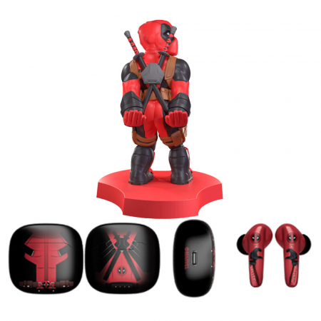 Accesorii Gaming - Suport de incarcare Mini Cable Guy + Casti fara fir Deadpool Marvel