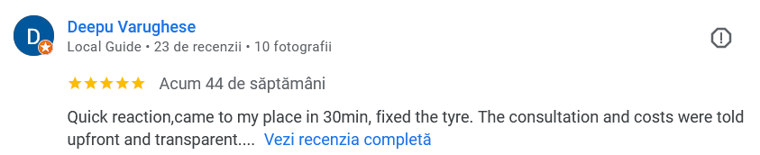 Recenzie Google Road Runner - reacție rapidă, costuri comunicate dinainte și reparație în aproximativ 30 de minute
