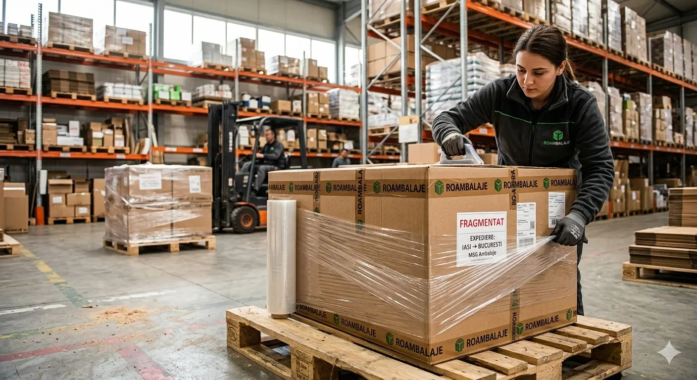 Secretul unei livrări sigure: Cum să folosești eficient folia stretch și banda adezivă