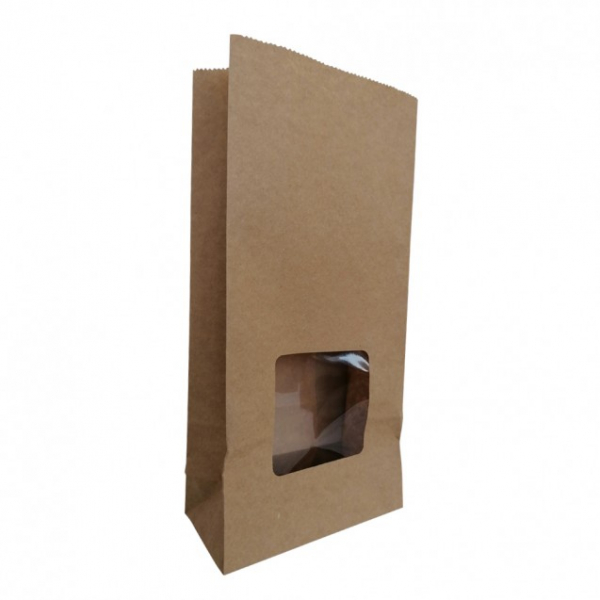PUNGA STAND UP DIN HARTIE NATUR ,CU FEREASTRA BOPP, 12X6X25 CM, 100 BUC/SET [3]