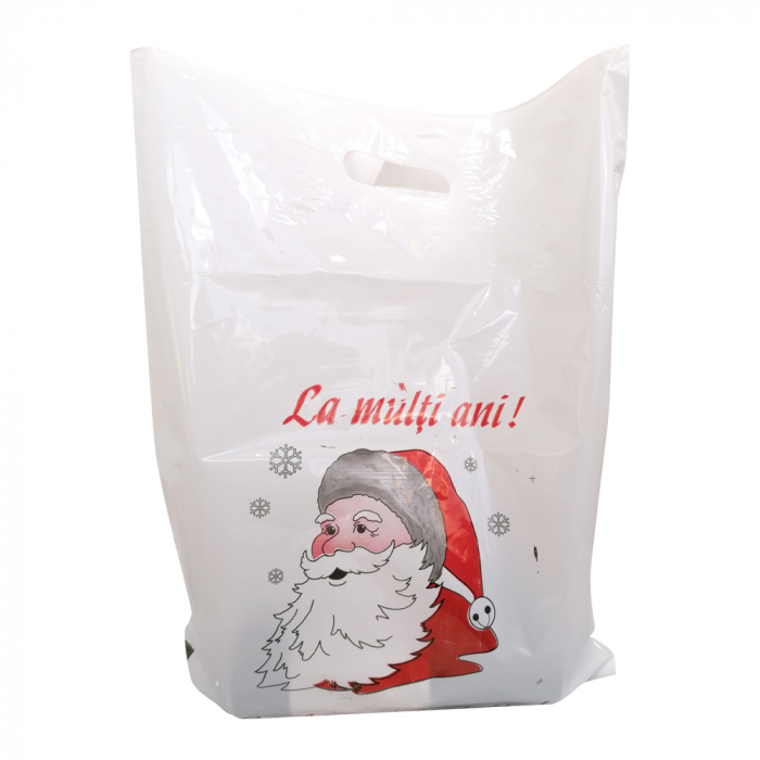 Sacose, pungi tip banana din polietilena alba, personalizate MOS CRACIUN. 50 buc/set [2]