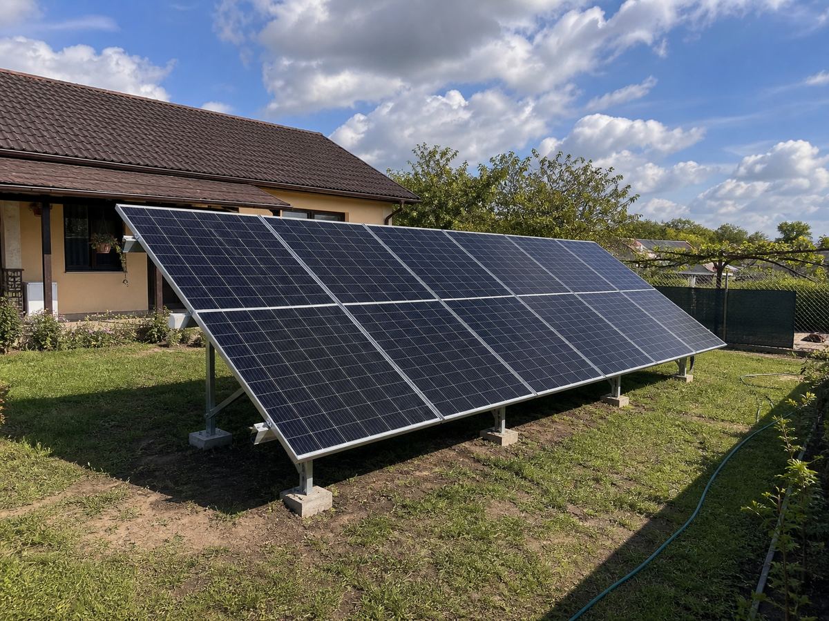 Montaj sistem fotovoltaic la sol RobertSim