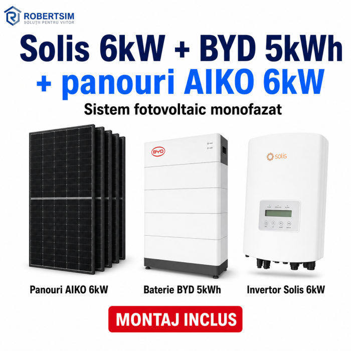 Sistem fotovoltaic monofazat cu invertor Solis 6kW + baterie BYD 5kWh + panouri AIKO [2]