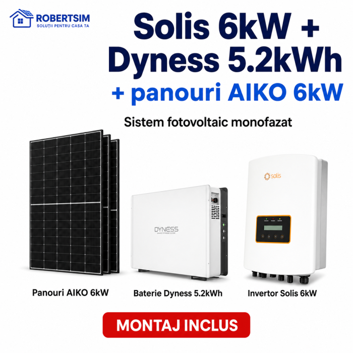 Sistem fotovoltaic monofazat cu invertor Solis 6kW + baterie Dyness 5.2kWh + panouri AIKO [2]