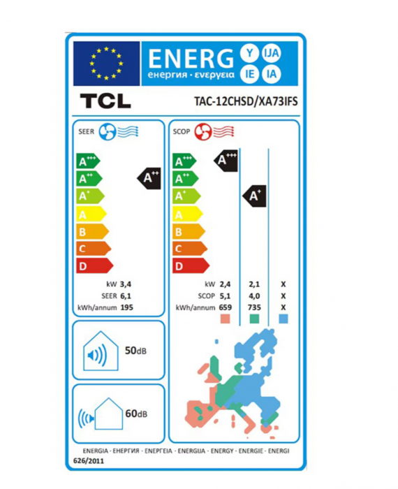 TCL Elite XA73 TAC-12CHSD/XA73IFS, 12000BTU, A++/A+, Inverter, Functie Incalzire, Functie ECO, I-Feel, Wi-Fi [6]