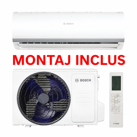 Pachete aer condiționat cu montaj inclus - Montaj standard + Bosch Climate 2000, 12000 BTU, A++/A+, Filtru catalizator rece, functie Wind avoid me, functie Follow-me, alb