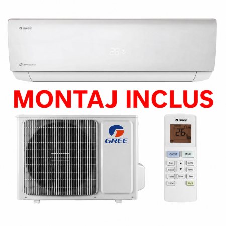 Pachete aer condiționat cu montaj inclus - Montaj standard + Gree Bora A4 Silver 12000 BTU GWH12AAB-K6DNA4A, Clasa A++ Wifi - Gree