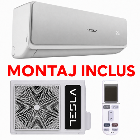 Pachete aer condiționat cu montaj inclus - Montaj standard jud. Iași + TESLA Ambient TT34EXC1, 12000 BTU, A++/A+, Wi-Fi