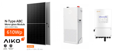 Sisteme Fotovoltaice - Sistem fotovoltaic monofazat AIKO la cheie 6kW + baterie 14.3kW + instalare