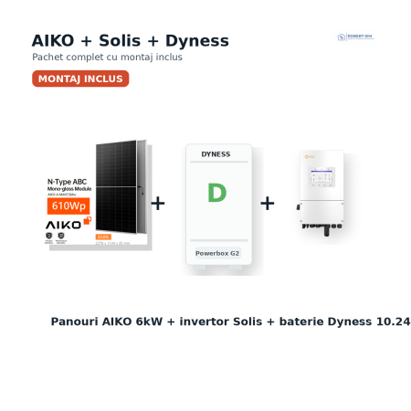 Sistem fotovoltaic cu invertor Solis 6kW, baterie Dyness 10.24kWh si panouri AIKO 6kW - montaj inclus [4]