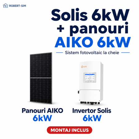 Sisteme Fotovoltaice - Sistem fotovoltaic monofazat AIKO la cheie 6kW + instalare