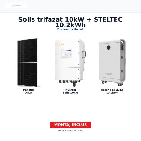 Sistem trifazat cu invertor Solis S6-EH3P10K02-NV-YD-L + baterie STELTEC exterior 10.2kWh + panouri AIKO [0]