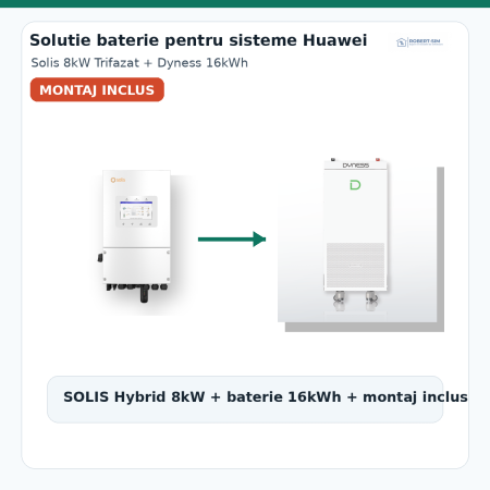Solutie baterie pentru sisteme Huawei Trifazat - Kit Invertor Solis 8kW + Baterie Dyness PowerBrick PLUS 16kWh - montaj inclus [1]