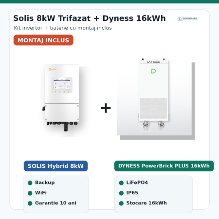 Solutie baterie pentru sisteme Huawei Trifazat - Kit Invertor Solis 8kW + Baterie Dyness PowerBrick PLUS 16kWh - montaj inclus [2]
