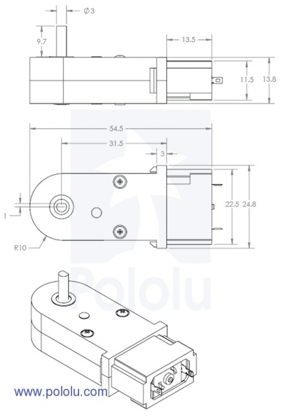 Motor cu cutie de viteze 120:1 tip Pololu [3]