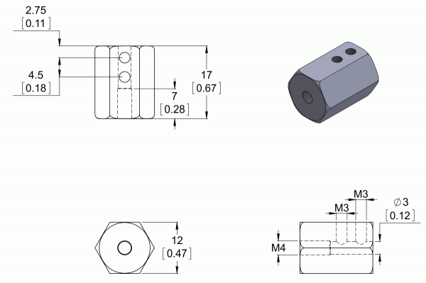 Adaptor pentru ax 3mm lungime 12mm [3]