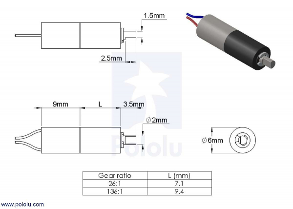 26:1 Sub-Micro  Motor cu cutie de viteza 6Dx16L mm [2]