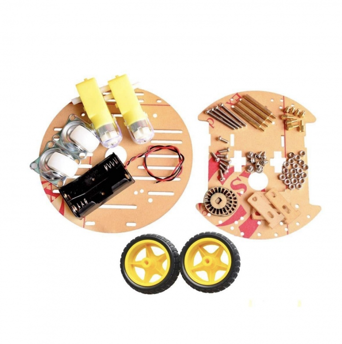 Kit de bricolaj pentru sasiu masina robot inteligent mini rotund cu doua etaje 2WD [2]