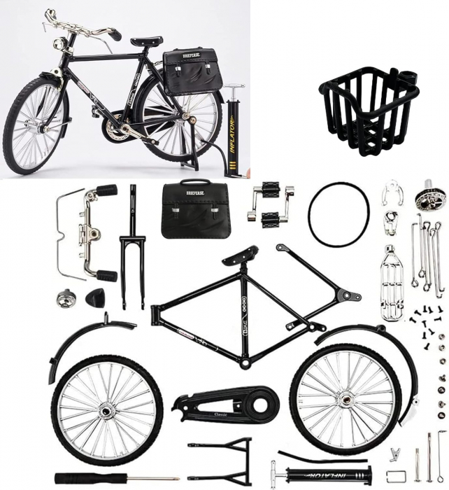 Mini Bicicleta Retro DIY, Ornament din Aliaj Metalic, Mini Bicicleta - Negru [2]