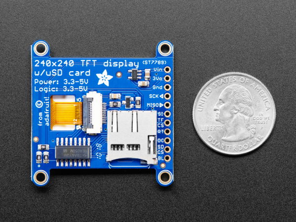 Display TFT LCD Adafruit ST7789 de 1.54", 240x240 pixeli,  slot microSD [7]