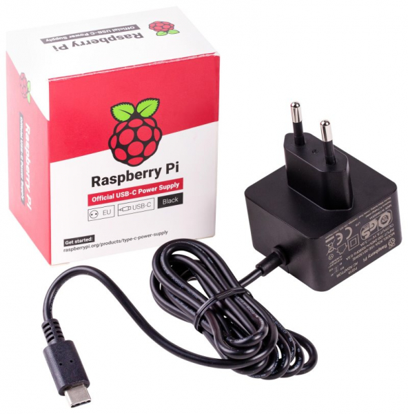 Alimentator oficial Raspberry Pi 4 Model B - negru cu conector USB-C si priza EU [1]