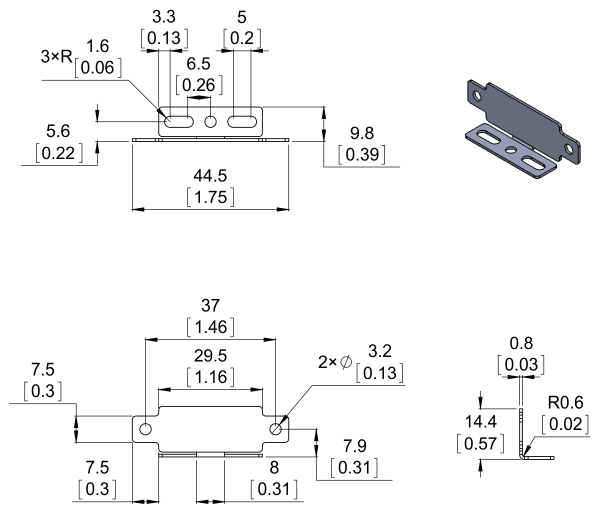 Bracket Pair for Sharp GP2Y0A02, GP2Y0A21, and GP2Y0A41 Distance Sensors - Parallel [3]