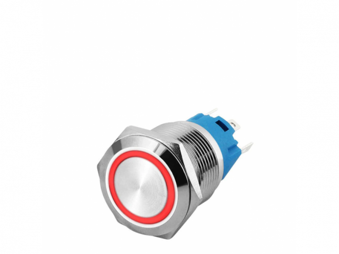 Buton Metalic cu Cap Plat de 12mm, impermeabil, auto-blocant, cu lumina LED rosie 1 [2]