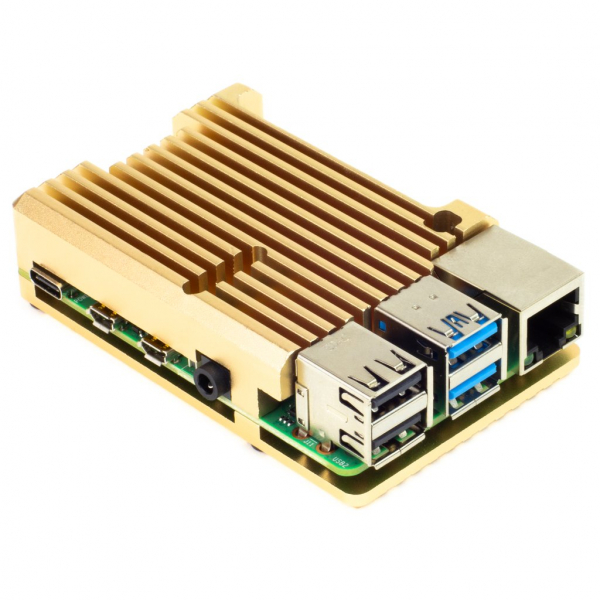 Carcasa radiator Pimoroni din aluminiu pentru Raspberry Pi 4 - Gold [3]