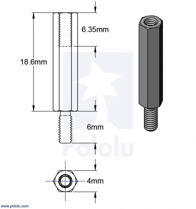 Distantiere din aluminiu pentru Raspberry Pi 18.6mm x 6mm M2.5 - 4 buc [3]
